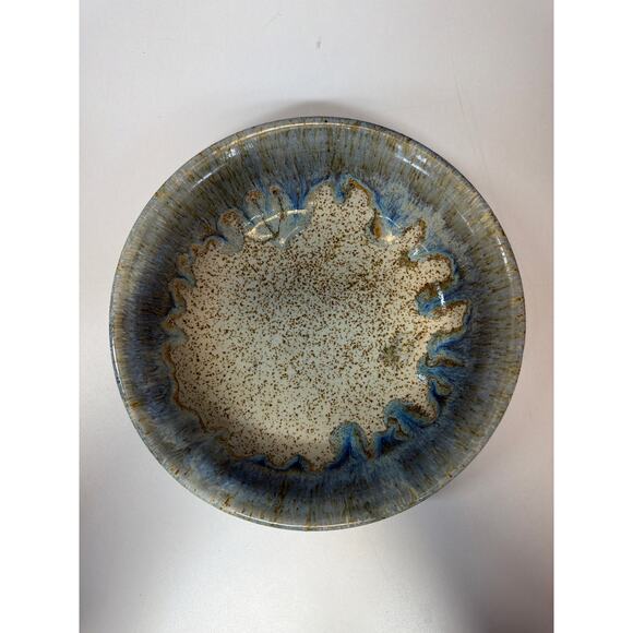 Handmade Pottery Bowl Blue Glazed 8” Diameter  2” Tall - Picture 7 of 7